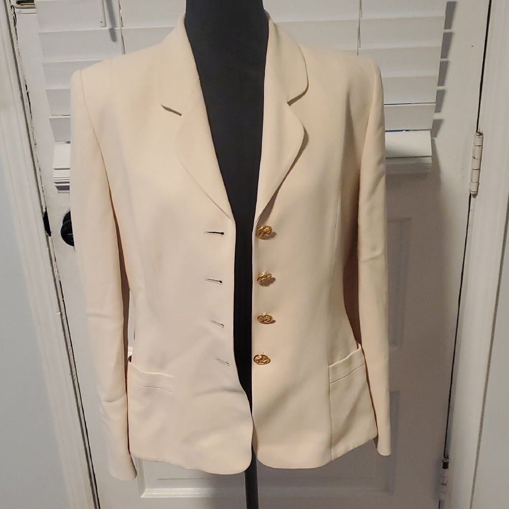 Louis Feraud Cream Blazer with Gold Accents